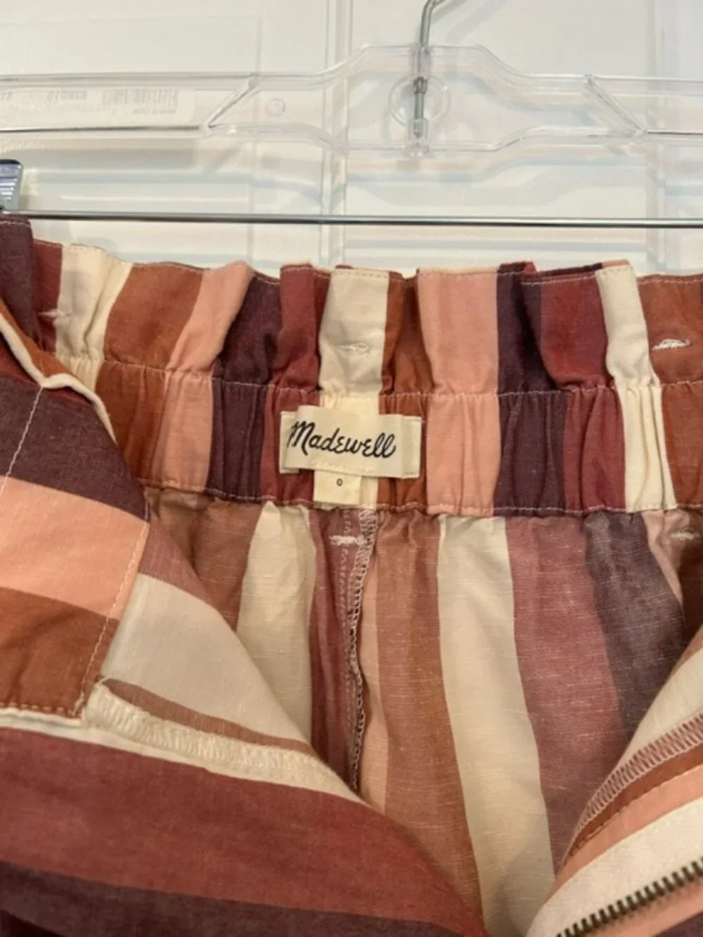 Madewell Paperbag Waist Striped Linen Blend Shorts – NWOT – Size 0
